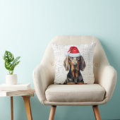 黒とタンコンハウンドウオーターカラークリスマス クッション (椅子)