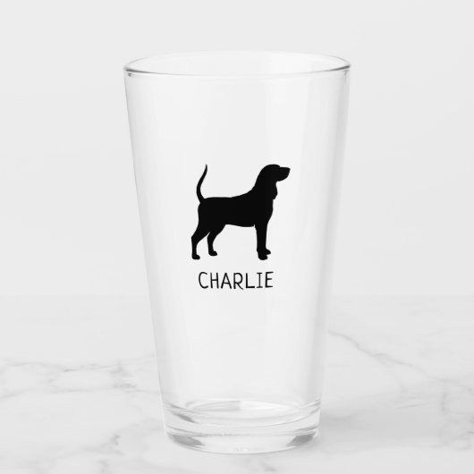 黒とタンコンハウンドドグシルエットカスタム タンブラーグラス (正面)