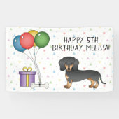 黒とタンショートヘアダックシュントハッピーバースデー 横断幕 (横)