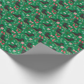 黒とタンダクシュンド犬のクリスマス ラッピングペーパー (角)