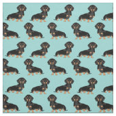 黒とタンダクシュンド犬薄青色 ファブリック (見本)