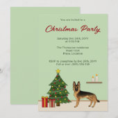 黒とタンドイツの羊飼いクリスマスパーティー 招待状 (正面/裏面)