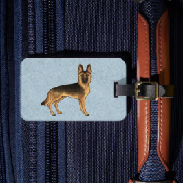 黒とタンドイツの羊飼い犬と文字カスタム付き ラゲッジタグ