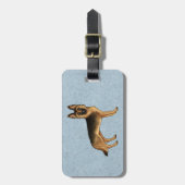 黒とタンドイツの羊飼い犬と文字カスタム付き ラゲッジタグ (正面縦)