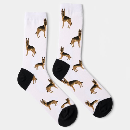 黒とタンドイツの羊飼い犬のパターン ソックス (右)