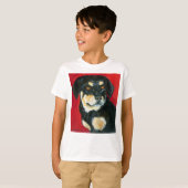黒とタンドッグの恋人Tシャツ – 赤絵画の Tシャツ (正面フル)