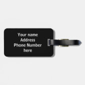 黒とタンパーソナライズされた ラゲッジタグ (裏面横)