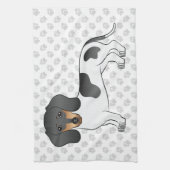 黒とタンピエバルドショートヘアダシュント&ポーズ キッチンタオル (縦)