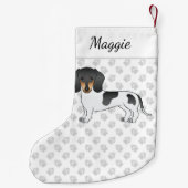 黒とタンピエバルドショートヘアダシュント&名前 スモールクリスマスストッキング (裏面)