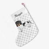 黒とタンピエバルドショートヘアダシュント&名前 スモールクリスマスストッキング (裏面 (吊り時))