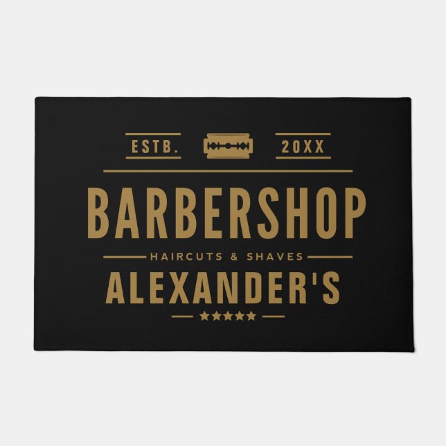 黒とタンモダン ドアマット (正面)