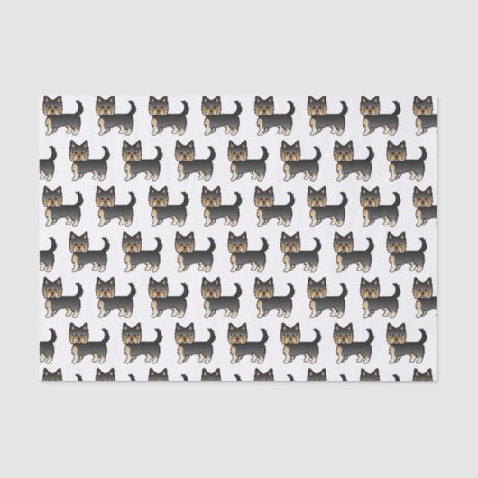 黒とタンヨークシャーテリアかわいい犬のパターン 薄葉紙 (正面)