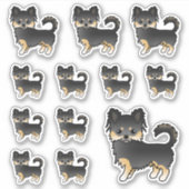 黒とタンロングコートChihuahua漫画の犬 シール (正面)