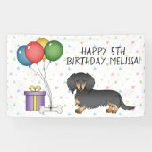 黒とタンロングヘアダシュントハッピーバースデー 横断幕 (横)