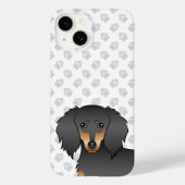 黒とタンロングヘアダッチシュント漫画の犬の頭 Case-Mate iPhoneケース (裏面)