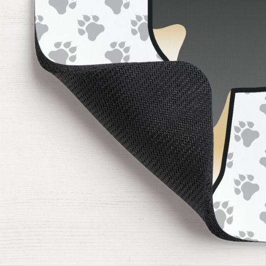 黒とタン柴犬漫画の犬と足 マウスパッド (コーナー)