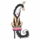 黒とタン王室のボルゾイのダイカットビニールのシール シール (正面)