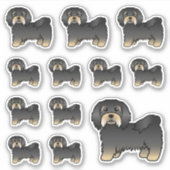 黒とタン色のハバニーズ かわいいキャラクター 犬 シール (正面)