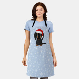 黒とタン龍髪のダシュンドドッグクリスマス エプロン