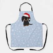 黒とタン龍髪のダシュンドドッグクリスマス エプロン (正面)
