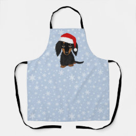 黒とタン龍髪のダシュンドドッグクリスマス エプロン