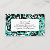 黒とターコイズの大理石抽象芸術流体アート 名刺 (裏面)