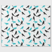 黒とターコイズカラス ラッピングペーパー (フラット)