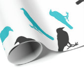 黒とターコイズカラス ラッピングペーパー (ロールコーナー)