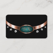 黒とティール（緑がかった色）とバラ金ゴールド効果モノグラムの 名刺 (正面)