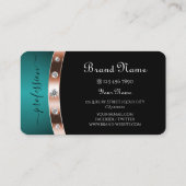 黒とティール（緑がかった色）とバラ金ゴールド効果モノグラムの 名刺 (裏面)