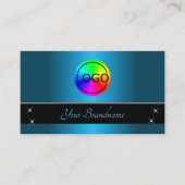 黒とティール（緑がかった色）のグラデーション（ロゴ付き）プロフェッショナル 名刺 (正面)