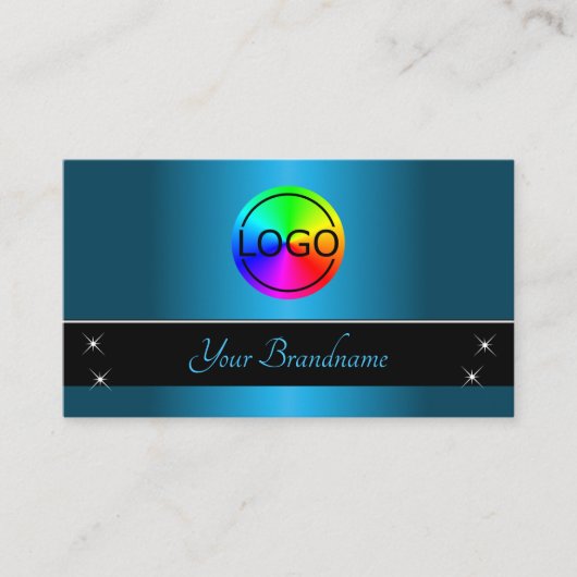 黒とティール(緑がかった色)のグラデーション(ロゴ付き)プロフェッショナル 名刺 (正面)