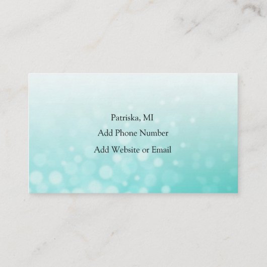 黒とティール（緑がかった色）のバブルファンシー縁どビジネスカード 名刺 (裏面)