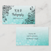 黒とティール（緑がかった色）のバブルファンシー縁どビジネスカード 名刺 (正面/裏面)