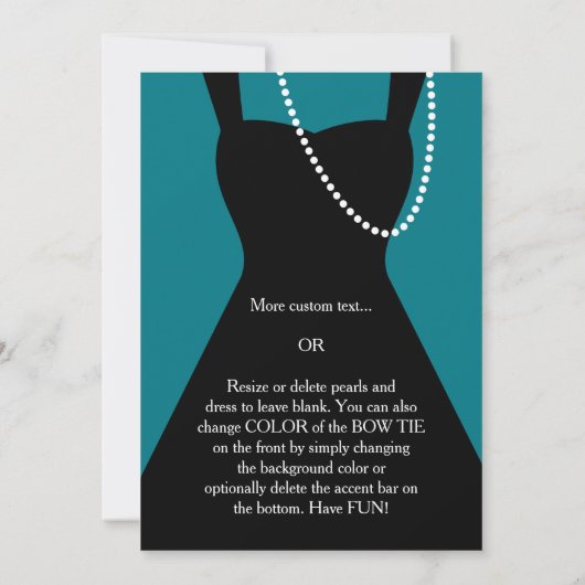 黒とティール(緑がかった色)のフォーマル招待状モダン、 招待状 (裏面)