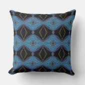 黒とティール（緑がかった色）の抽象芸術フローラダイヤモンドPIllow クッション (正面)