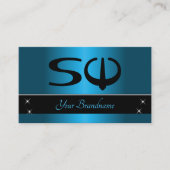 黒とティール（緑がかった色）グラデーション(イニシャルプロフェッショナル) 名刺 (正面)