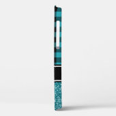 黒とティール（緑がかった色）グリッターバッファロープレイドモノグラム Case-Mate iPhoneケース (裏面 / 左)