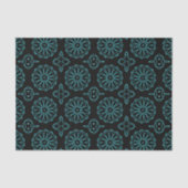 黒とティール（緑がかった色）スタイリッシュの装飾幾何学模様 薄葉紙 (正面)