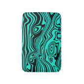 黒とティール（緑がかった色）ブルーウェーブバスマット – カスタムカラー バスマット (正面縦)