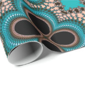 黒とティール（緑がかった色）モロッコスタイルの幾何学的パターン ラッピングペーパー (ロールコーナー)