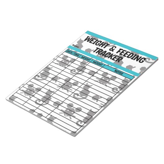 黒とティール（緑がかった色）六角キャットの重食べ物を与えさ&チャート ノートパッド (アングル)