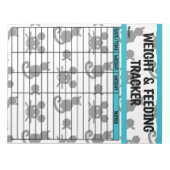 黒とティール（緑がかった色）六角キャットの重食べ物を与えさ&チャート ノートパッド (正面)