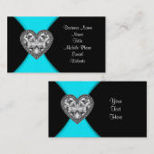 黒とティール(緑がかった色)青 名刺 (正面/裏面)