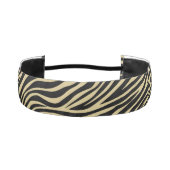 黒とトープのゼブラのストライプパターン アスレチックヘッドバンド (正面)
