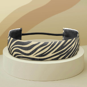 黒とトープのゼブラのストライプパターン アスレチックヘッドバンド