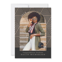 黒とトープ幾何学的プリント写真卒業