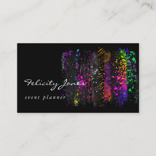 黒とネオンのブラシストローク 名刺 (正面)