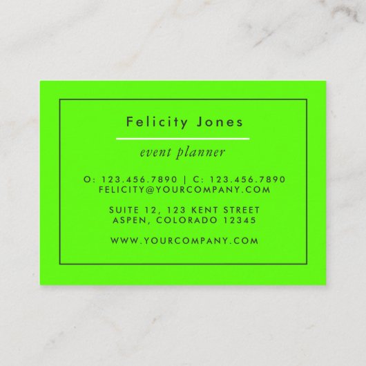 黒とネオンのブラシストローク 名刺 (裏面)