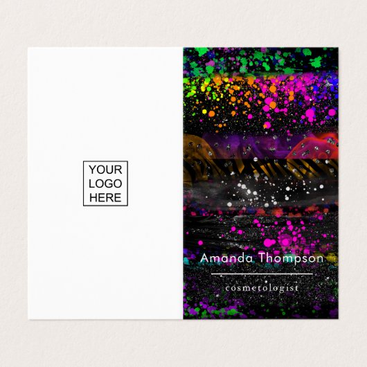 黒とネオンのブラシストローク 名刺 (外部フラット)